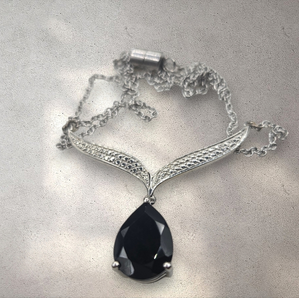Black Spinel Solitaire Necklace